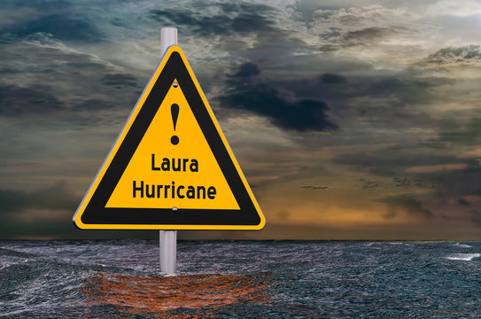 Hurricane Laura, storm and flood concept. 3D rendering