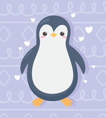 cute little penguin cartoon hearts love adorable
