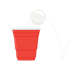 Beer Pong Tournament, Beer Pong Vector, Beer Cup, Red Cup, Ping Pong, Drinking Game Vector Illustration Background