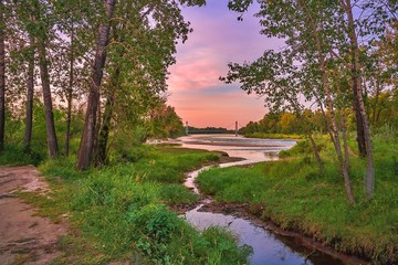 Morning Cloudy Sky Over A Summer Bow River