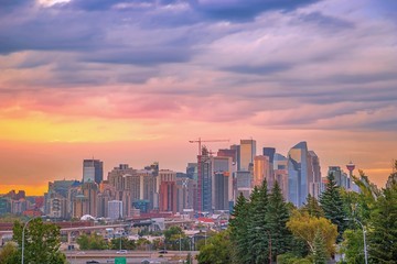Colorful Clouds Over The Downtown Calgary Skyline