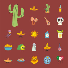 Fototapeta premium mexican cactus and free form style icon set vector design