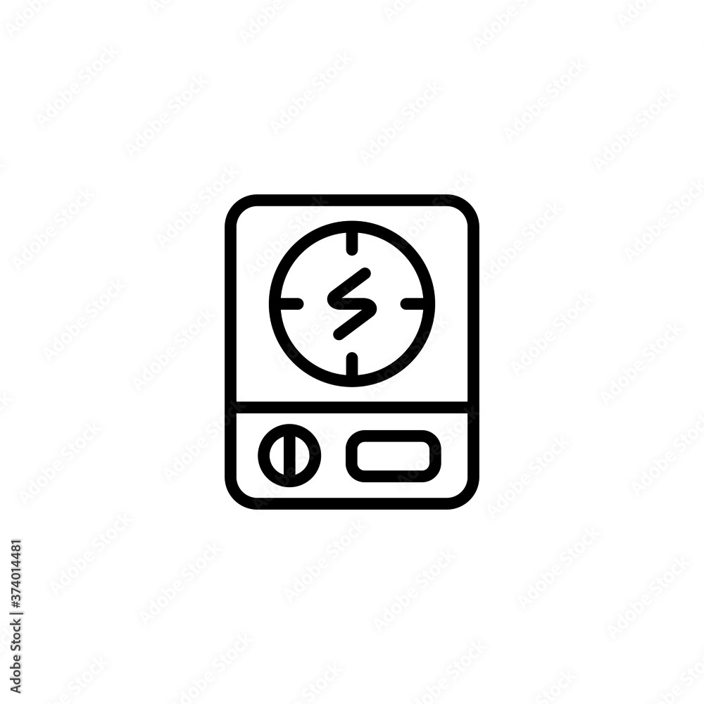 Wall mural electric stove Icon  in black line style icon, style isolated on white background