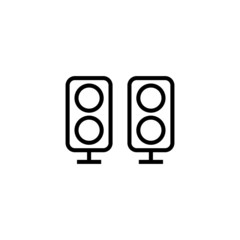 Dual Sound speakers stereo Icon  in black line style icon, style isolated on white background