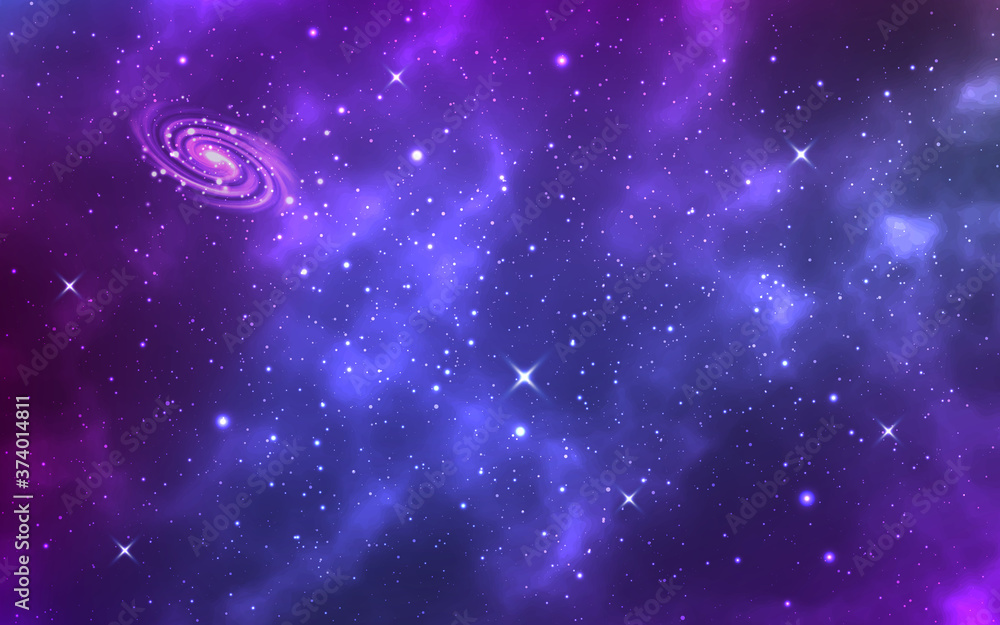 Wall mural space background. realistic starry sky. color galaxy with milky way and stardust. cosmos and bright 