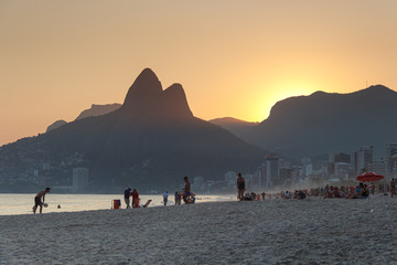 beautiful sunset in the mountains at rio de janeiro