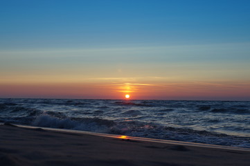 Fototapeta na wymiar Baltic Sea, sunset in summer in July