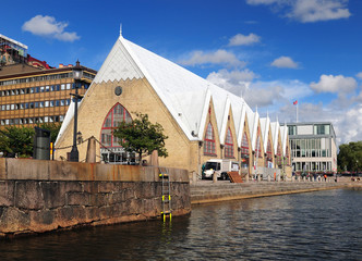 Fish Market Hall Feskekorka In Goteborg On A Sunny Summer Day With Some Clouds In The Sky