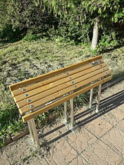 Wooden stand for exhibition in the park