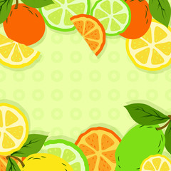 Summer tropical composition.Green tropical leaves and Lemons,