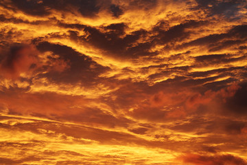 Close up of Stratus clouds during a sunset with a dramatic texture