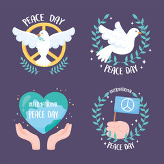 set of four designs for the international day of peace