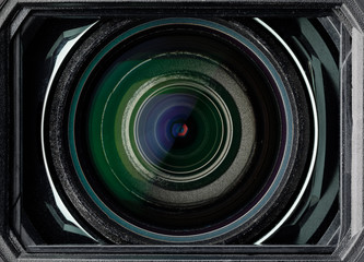 zoom lens of video camcorder, close-up view