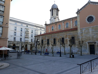 Parish with clock tower and a park