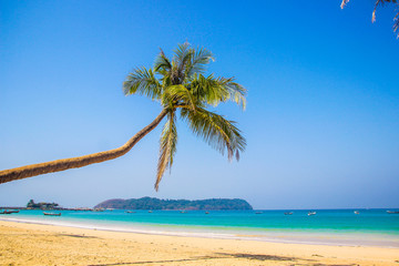 Fototapeta na wymiar Beautiful Ngapali beach, golden sand, Myanmar