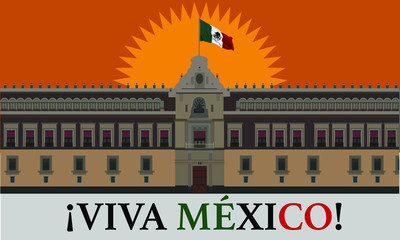 National Palace facade - independence day celebration illustration