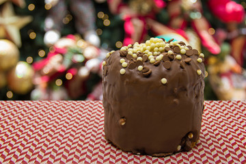 Chocolate panettone. Panettone is the traditional Italian dessert for Christmas.