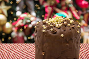 Chocolate panettone. Panettone is the traditional Italian dessert for Christmas.