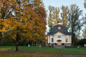 Orthodox church in autumn park