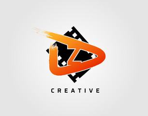Movie play letter Z logo design concept template. Abstract Video Play Icon.