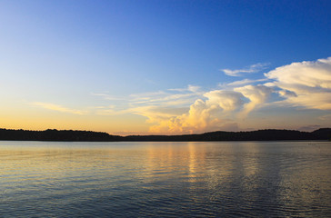 sunset over the lake
