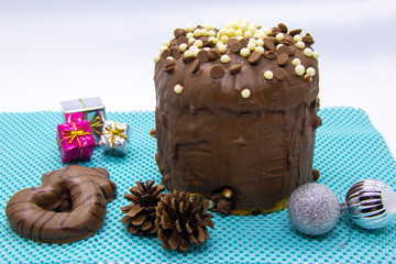 Chocolate panettone. Panettone is the traditional Italian dessert for Christmas
