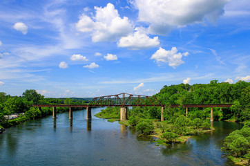 Fototapeta na wymiar Railroad bridge over the White River 