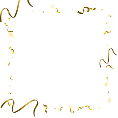 Holiday Serpentine. Gold Foil Streamers Ribbons.