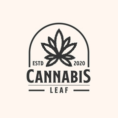 Fototapeta premium Cannabis emblem lineart logo template with black color
