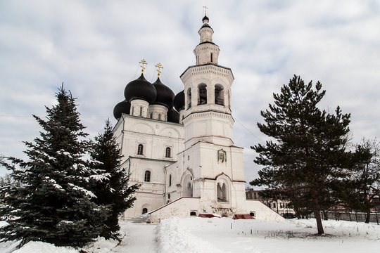 White orthodox church with bell tower