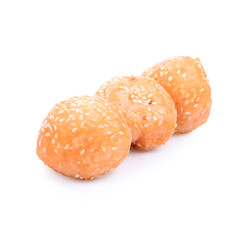 Golden fried dessert balls covered with sesame seed