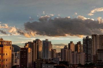 Fototapeta premium city buildings skyline at sunset