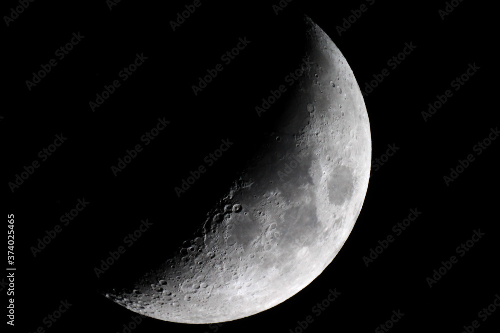 Poster waxing crescent moon as background