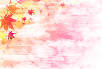 Obraz na płótnie Canvas 紅葉　和柄　水彩　背景