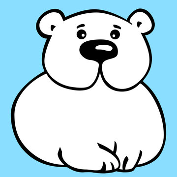 Polar Bear cute illustration, vector image in line style. Simple silhouette design for kids books, prints