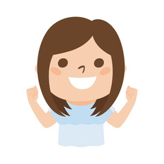 元気いっぱいの若い女性のイラスト。