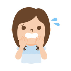 Obraz premium パニックになってる若い女性のイラスト。