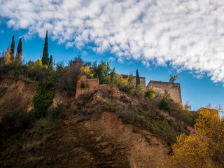 Low angle view of castles in Alhambra