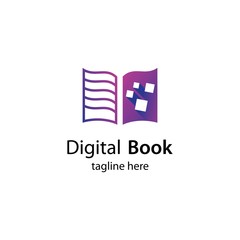 Fototapeta premium Digital book logo technology vector icon