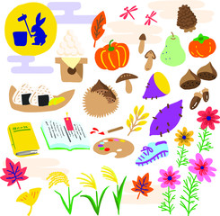 Autumn food and event illustration vector material