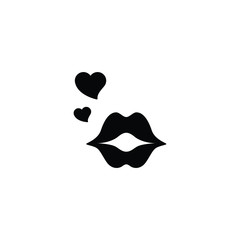 Lady mouth with hearts icon vector isolated on white