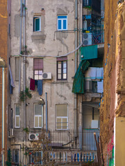 facade with clothes drying in Barcelona