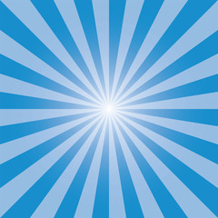 Blue sunburst recto backdrop. Olympic blue rectangular background. Strips vector illustration. Sunbeam background design for various purposes.
