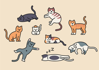 Various breeds chars. flat design style minimal vector illustration. © MINIWIDE
