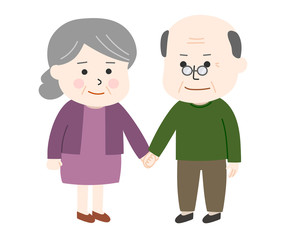 Obraz na płótnie Canvas Elderly couple holding hands. Vector illustration isolated on white background.