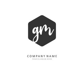 G M GM Initial letter handwriting and signature logo. A concept handwriting initial logo with template element.