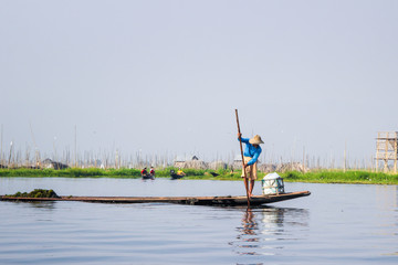 Inle lake boat trip and local architecture and environment, Myanmar, Burma