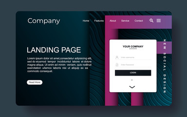 landing page with abstract background