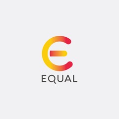 Stock Vector Two Tone Initial E Letter Logo Design