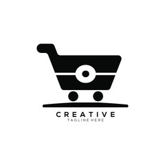 Letter O Color Black Shopping Cart Logo creative template